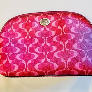 Pink Coach Cosmetic Bag Gold Lined